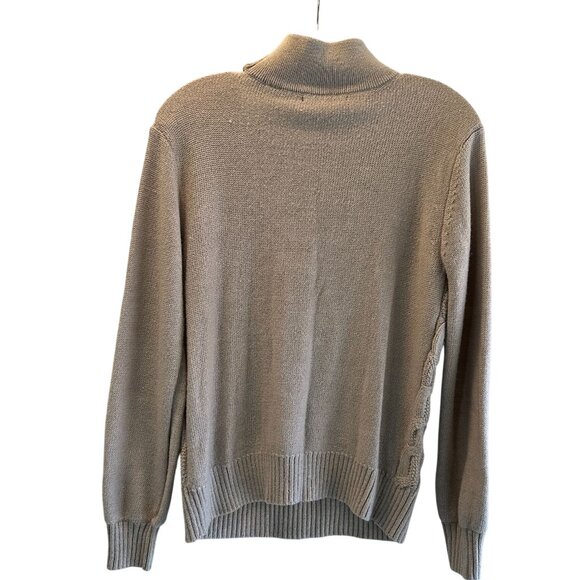 NY&C Size M Cozy Cable Knit Sweater With Criss-Cross Detail & Turtleneck - Picture 3 of 9